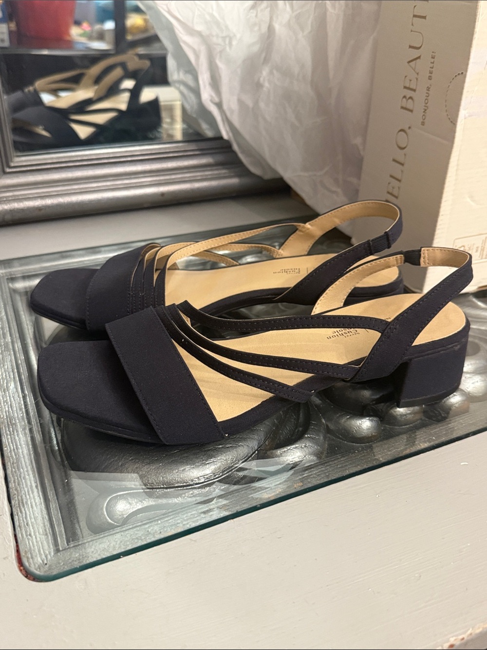 Life Stride 8.5 Joy 2 Lux Navy Strappy Low Block Heel Sandals - Picture 10 of 12